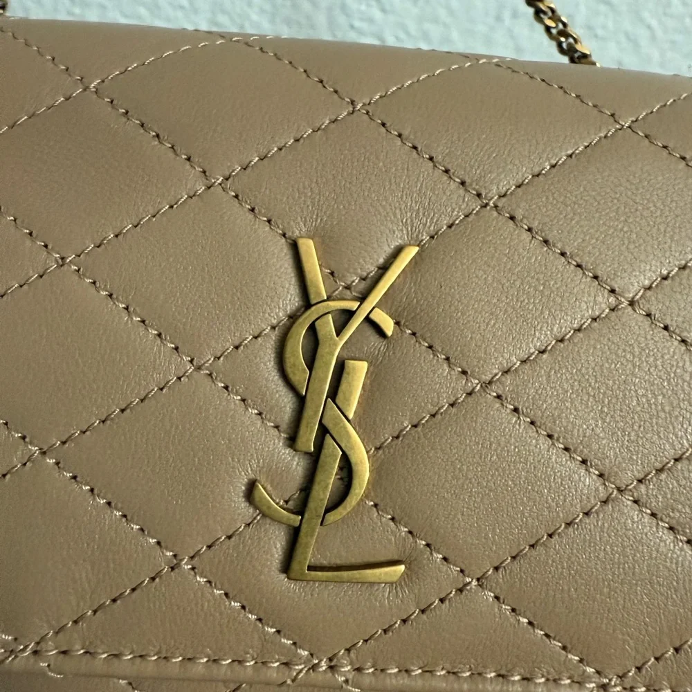 Brand new  Saint Laurent Tan Quilted Crossbody phone Bag - Picture 5 of 10